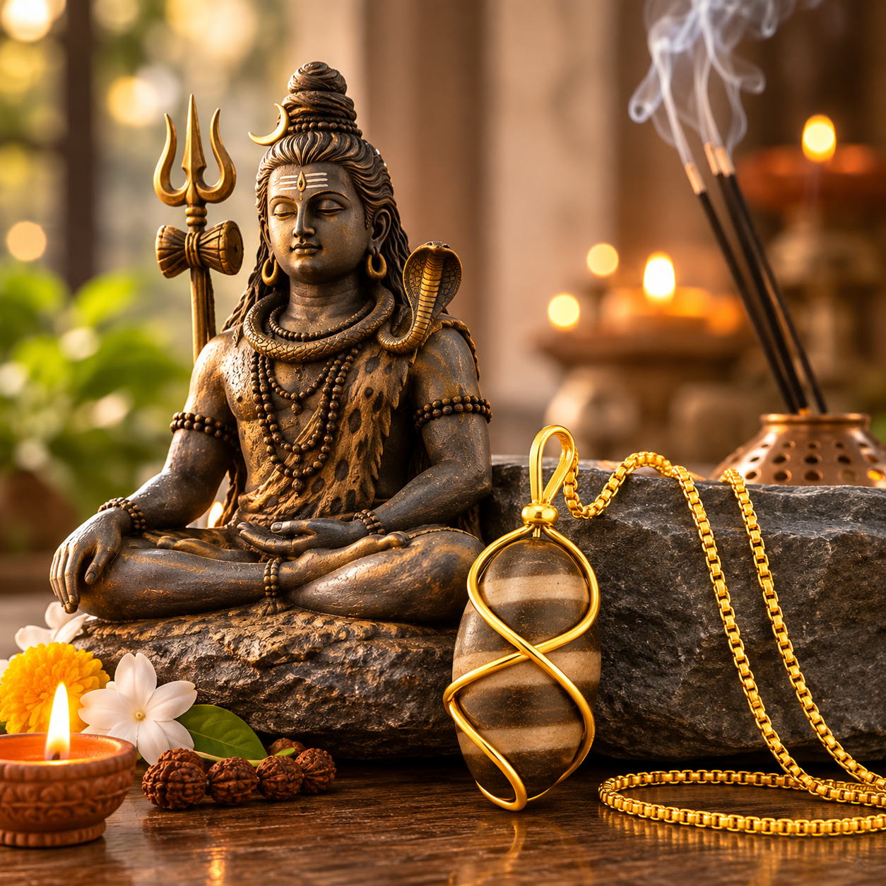 AstroSolution Shivling Locket – Vedic Energized Natural Shiva Pendant